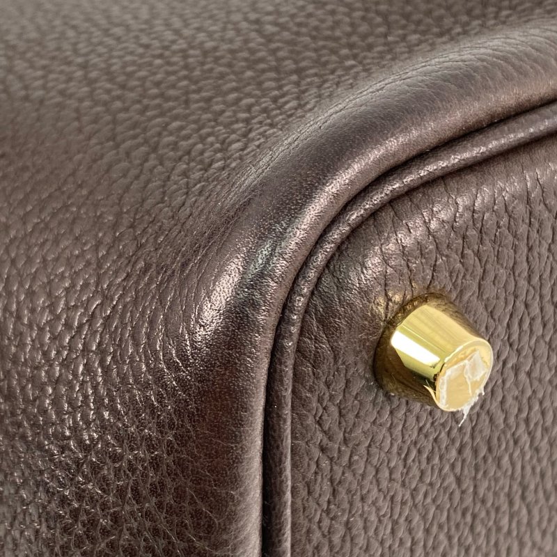 △ Hermes 愛馬仕 46 Ebene Clemence Calfskin Gold Plated Metal Picotin 18 Hand Bag Stamp Z 46烏木色粒紋小牛皮鍍金金屬手袋Z刻 - 267003841-9