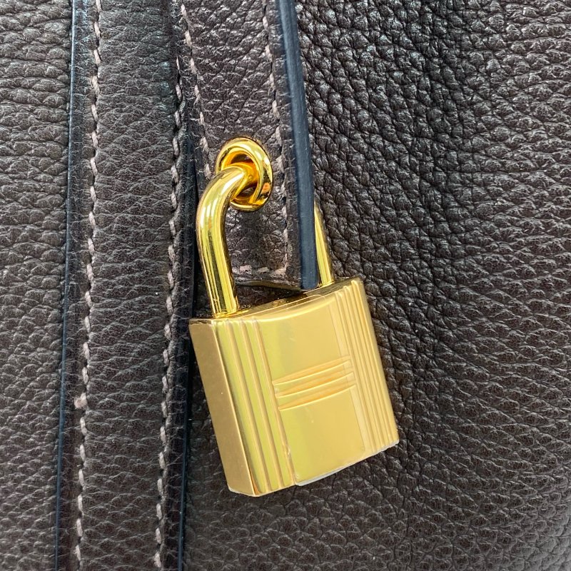 △ Hermes 愛馬仕 46 Ebene Clemence Calfskin Gold Plated Metal Picotin 18 Hand Bag Stamp Z 46烏木色粒紋小牛皮鍍金金屬手袋Z刻 - 267003841-11