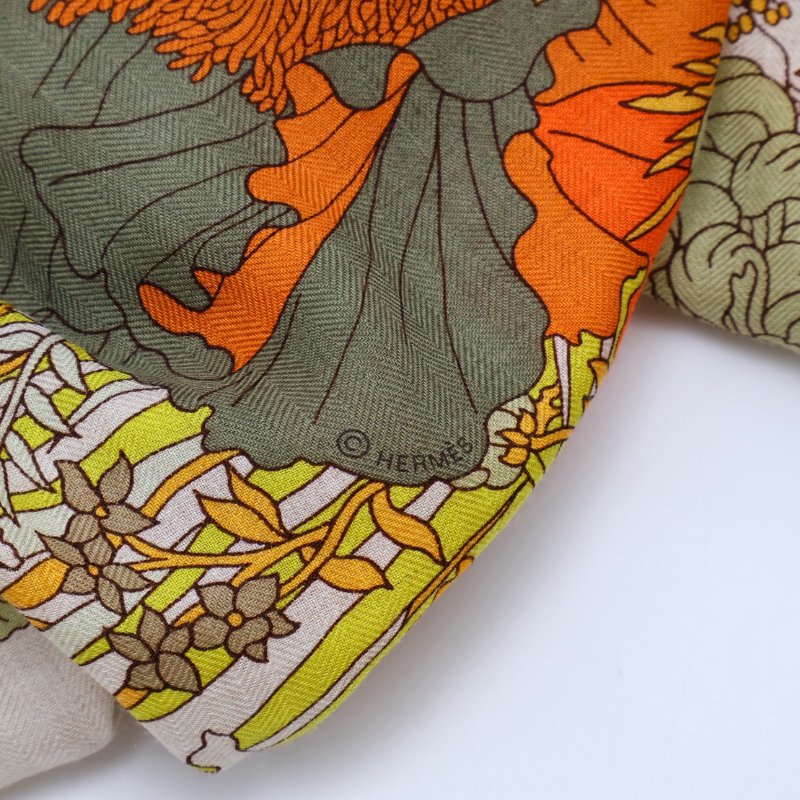 HERMES Robe legere輕揚花衣三角巾 - 橘-2