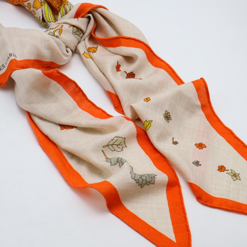 HERMES Robe legere輕揚花衣三角巾 - 橘-6