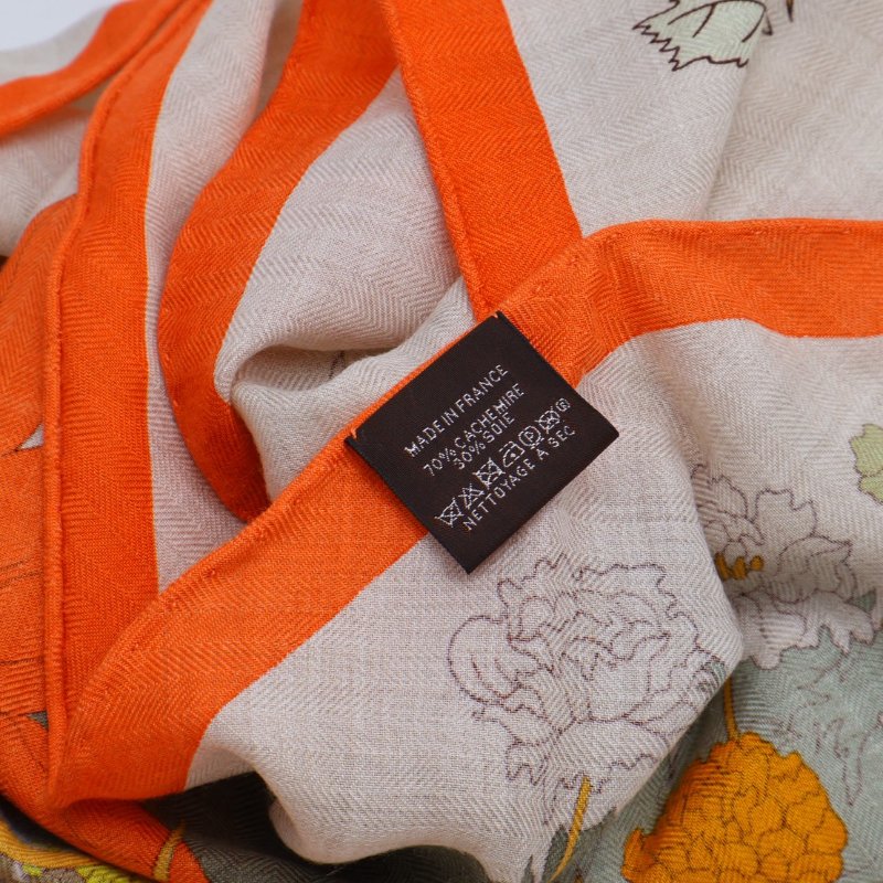 HERMES Robe legere輕揚花衣三角巾 - 橘-7