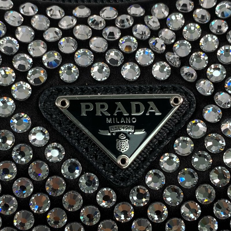 △ Prada 普拉達 Black Nylon And Rhinestone Hand Bag 1NE51 黑色尼龍和水鑽手袋 - 267004122-12