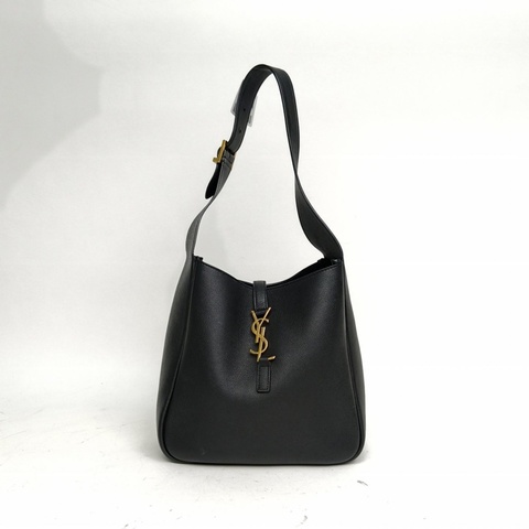 SAINT LAURENT LE5À7HOBO小號黑色牛皮金扣肩背包