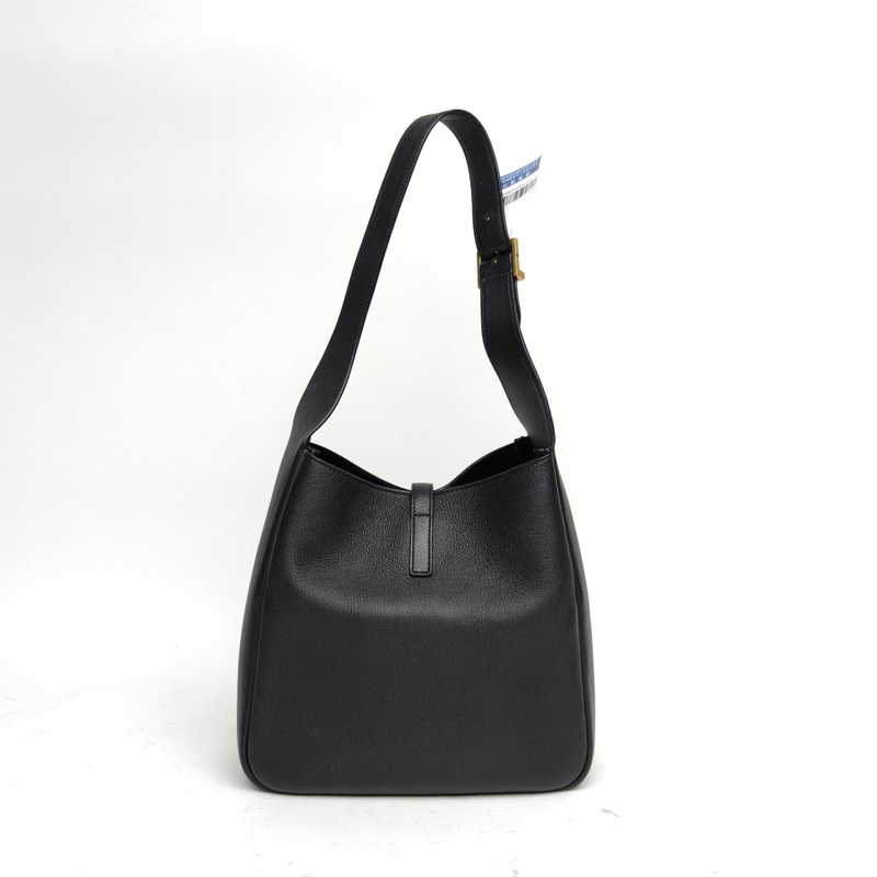 SAINT LAURENT LE5À7HOBO小號黑色牛皮金扣肩背包-2