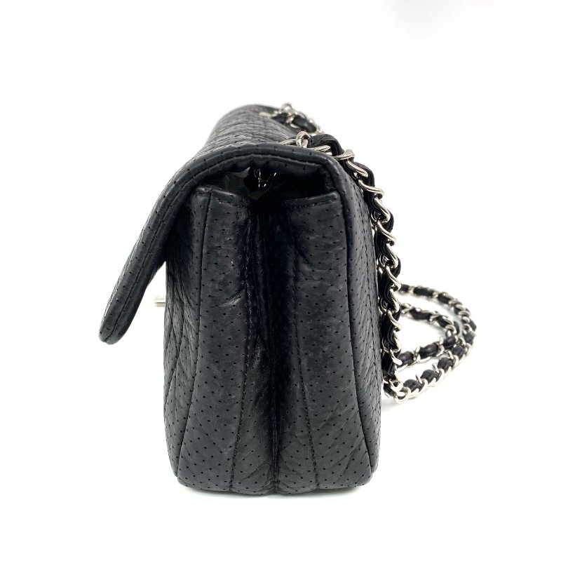 △ Chanel 香奈兒 Black Perforated Calfskin Silver Tone Metal Chain Shoulder Bag No.11 黑色穿孔小牛皮銀色金屬鎖鏈肩背袋No.11 - 267004717-3