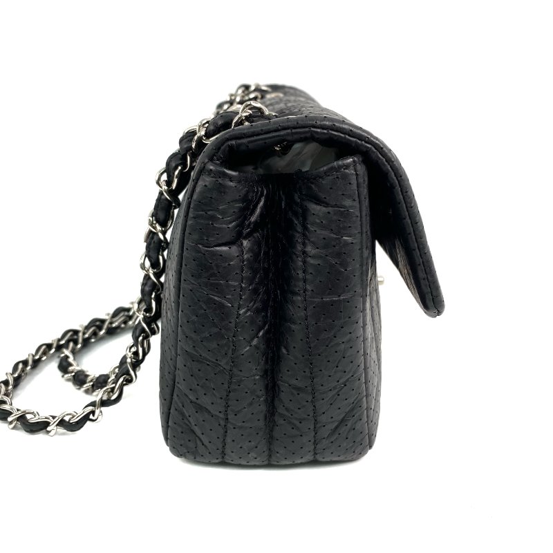 △ Chanel 香奈兒 Black Perforated Calfskin Silver Tone Metal Chain Shoulder Bag No.11 黑色穿孔小牛皮銀色金屬鎖鏈肩背袋No.11 - 267004717-4