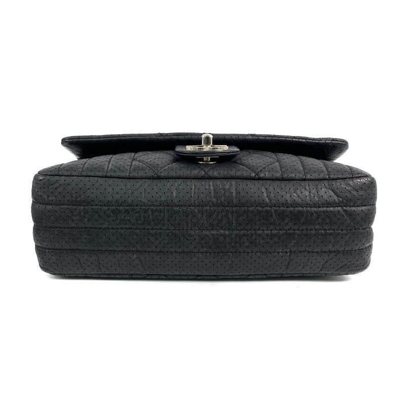 △ Chanel 香奈兒 Black Perforated Calfskin Silver Tone Metal Chain Shoulder Bag No.11 黑色穿孔小牛皮銀色金屬鎖鏈肩背袋No.11 - 267004717-5