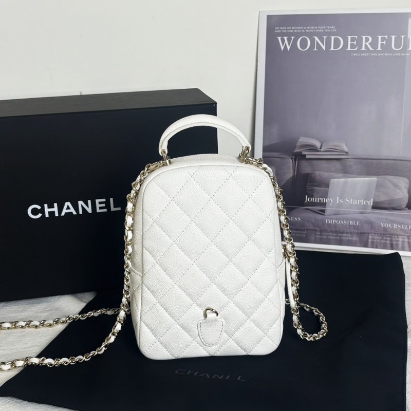 CHANEL 粒面牛皮迷你後背包 - 白金-2