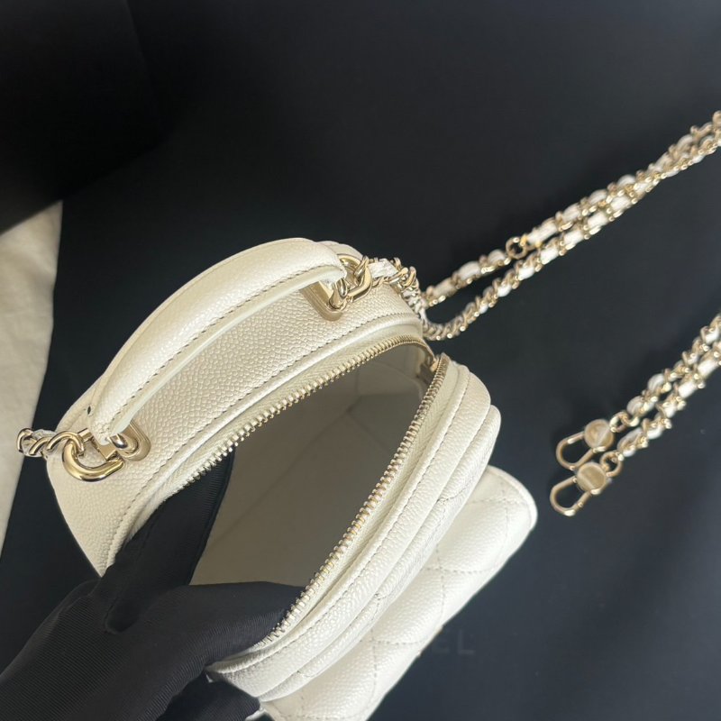 CHANEL 粒面牛皮迷你後背包 - 白金-5