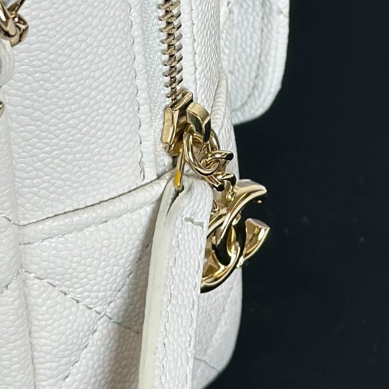 CHANEL 粒面牛皮迷你後背包 - 白金-7