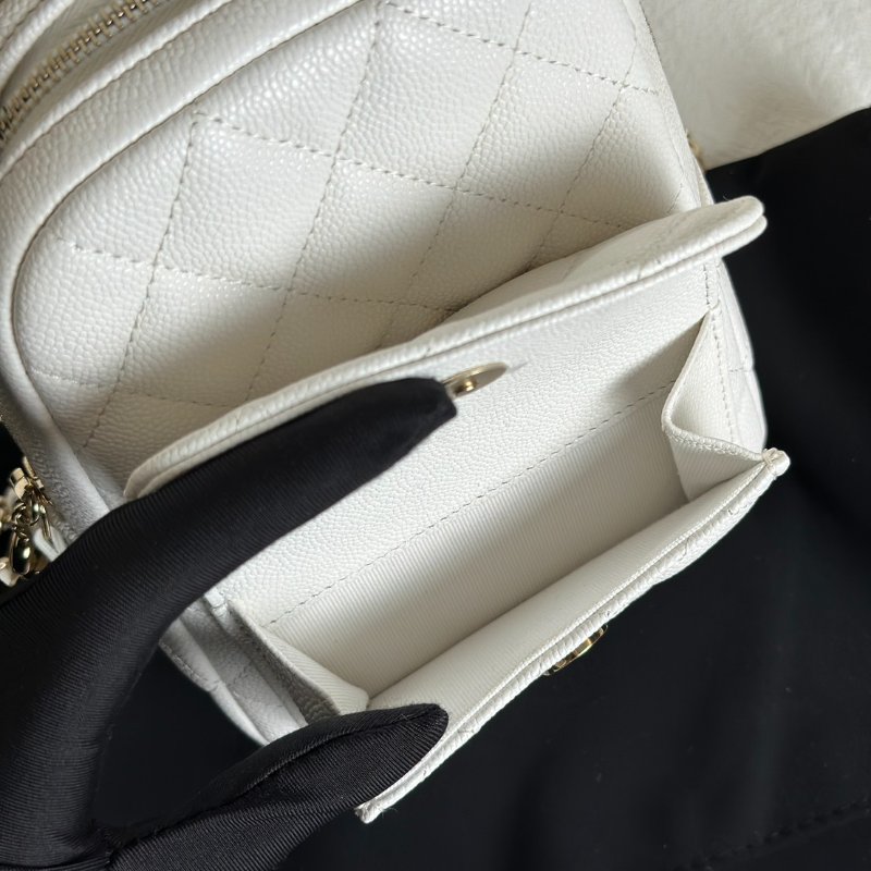 CHANEL 粒面牛皮迷你後背包 - 白金-8