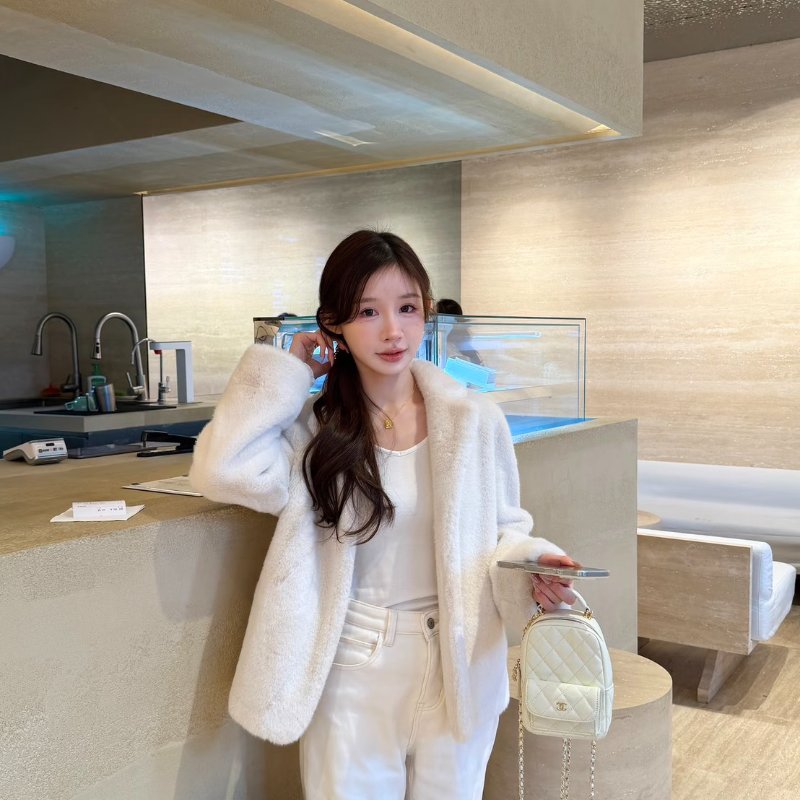 CHANEL 粒面牛皮迷你後背包 - 白金-10