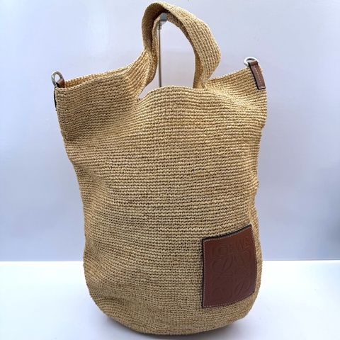 LOEWE 草編RAFFIA PAULA'S IBIZA SLIT 手提斜背2WAY包