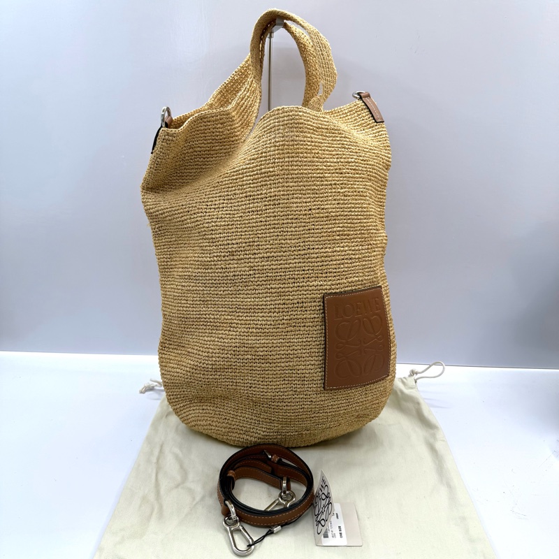 LOEWE 草編RAFFIA PAULA'S IBIZA SLIT 手提斜背2WAY包-2