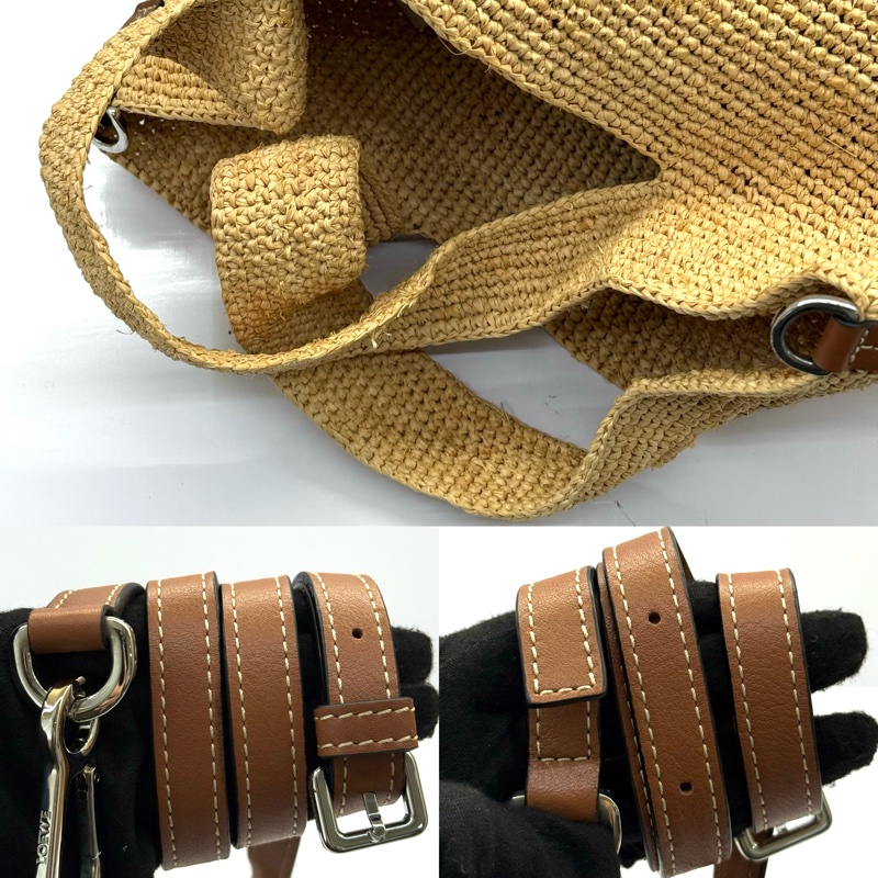 LOEWE 草編RAFFIA PAULA'S IBIZA SLIT 手提斜背2WAY包-5