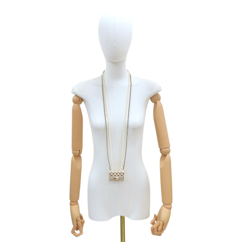 淺金色 鍍金Ting Bag 珍珠 長項鏈【CHANEL 香奈兒】 AB6135-10