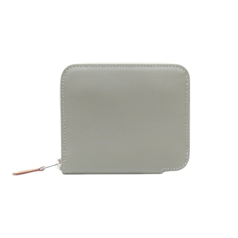 錫器灰 Evercolor 牛皮 Silk'In Compact 拉鍊 零錢包 H087114CK W刻【HERMES 愛馬仕】 H087114CK-1