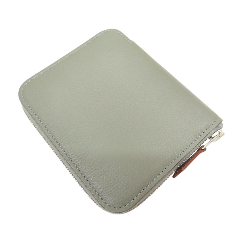 錫器灰 Evercolor 牛皮 Silk'In Compact 拉鍊 零錢包 H087114CK W刻【HERMES 愛馬仕】 H087114CK-3