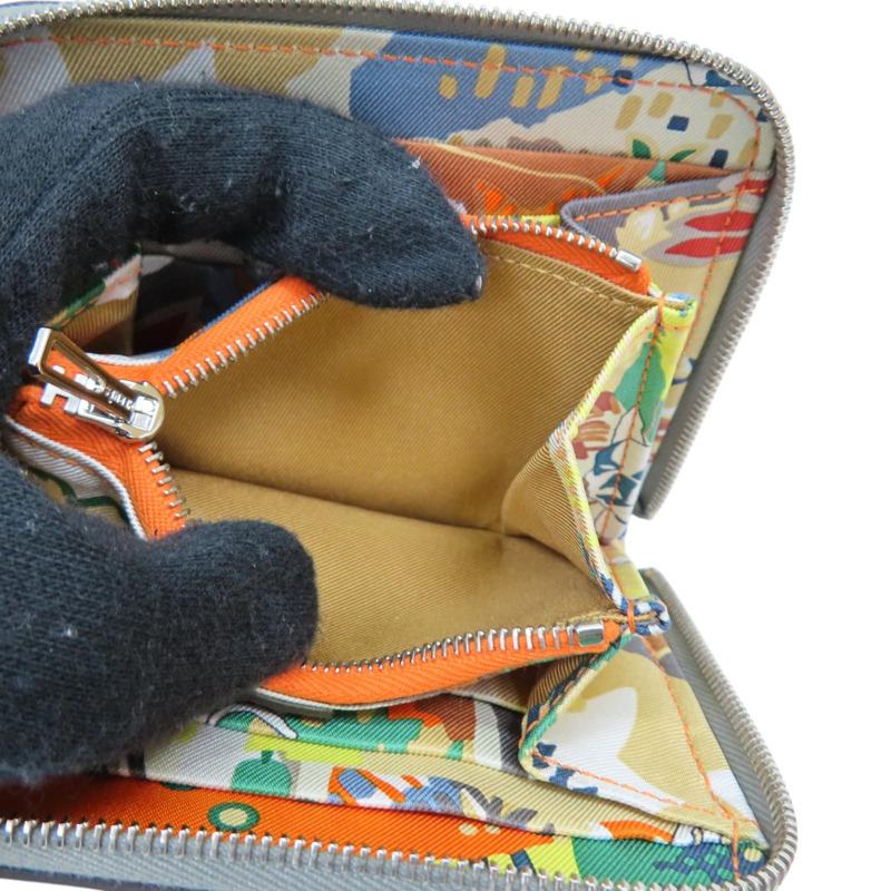 錫器灰 Evercolor 牛皮 Silk'In Compact 拉鍊 零錢包 H087114CK W刻【HERMES 愛馬仕】 H087114CK-5