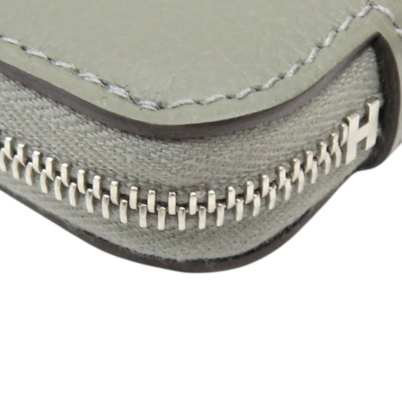 錫器灰 Evercolor 牛皮 Silk'In Compact 拉鍊 零錢包 H087114CK W刻【HERMES 愛馬仕】 H087114CK-9