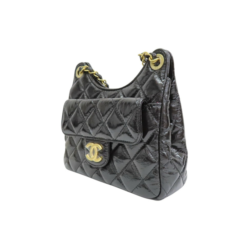 黑色牛皮 Wavy CC Hobo 鍊帶 肩背包 AS4323【CHANEL 香奈兒】 AS4323-2