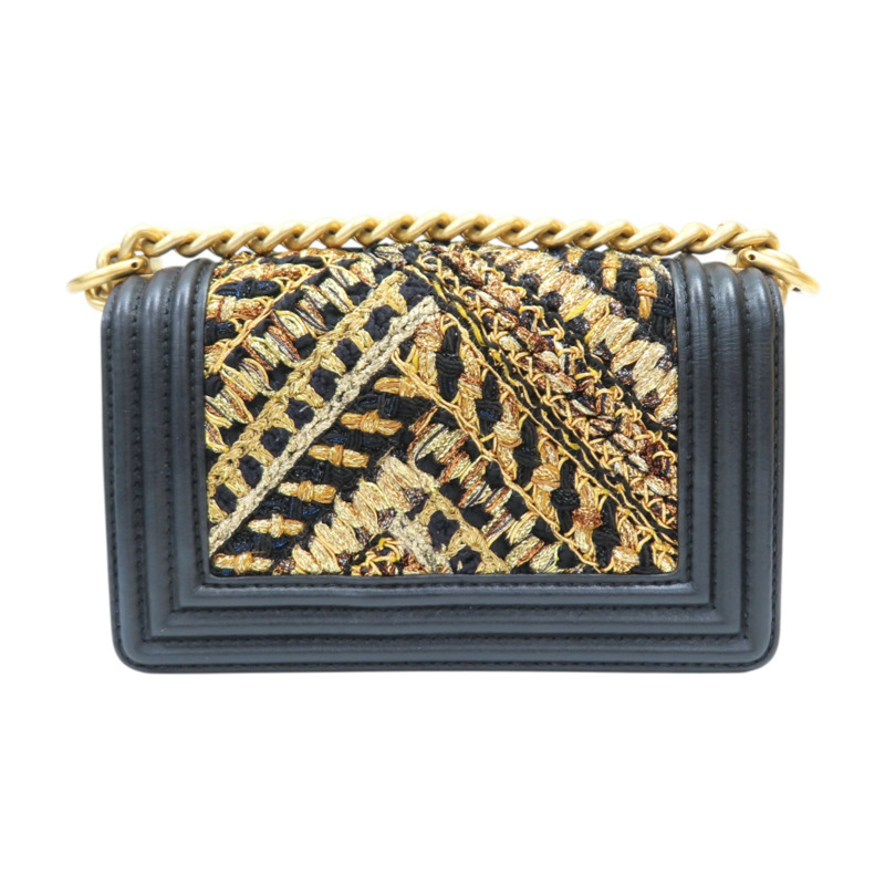 黑/金色 羊皮 粗花 Boy 20 鏈帶 肩背包 無卡【CHANEL 香奈兒】 A67085-1