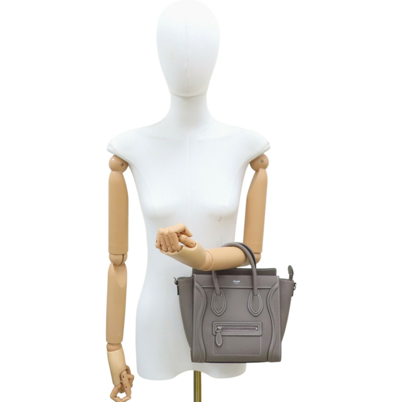 灰色牛皮 Luggage Nano 兩用包 189243DRU【CELINE 賽琳】 189243DRU-10