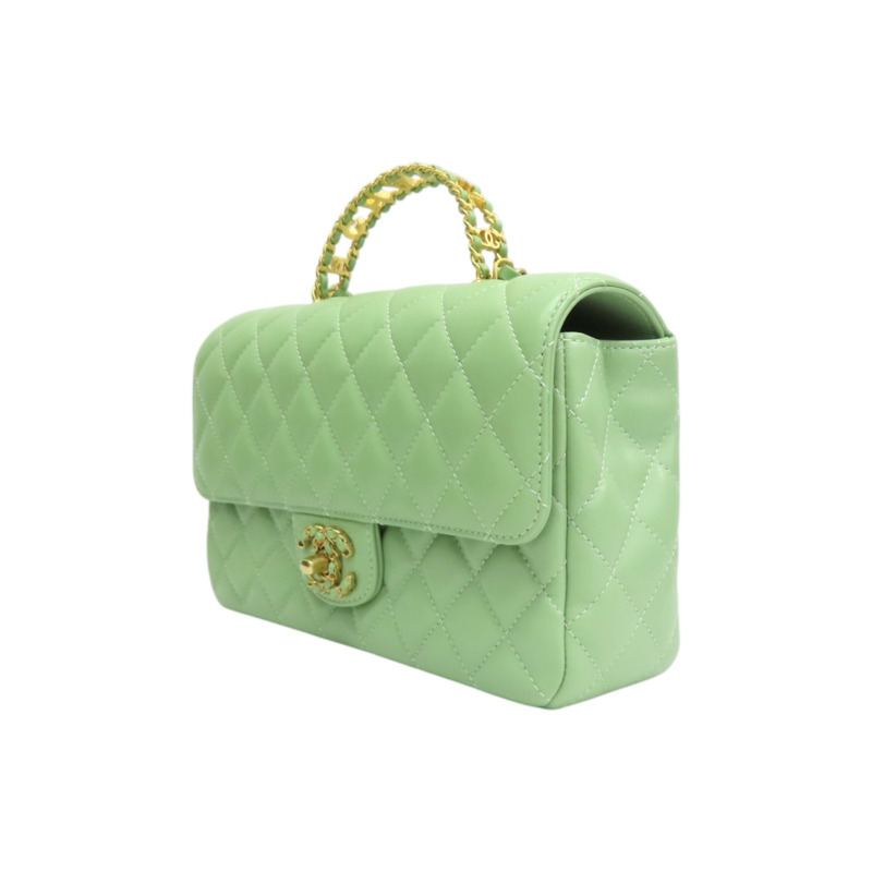 酪梨綠羊皮 Top Handle Flap 兩用包 AS2431【CHANEL 香奈兒】 AS2431-2
