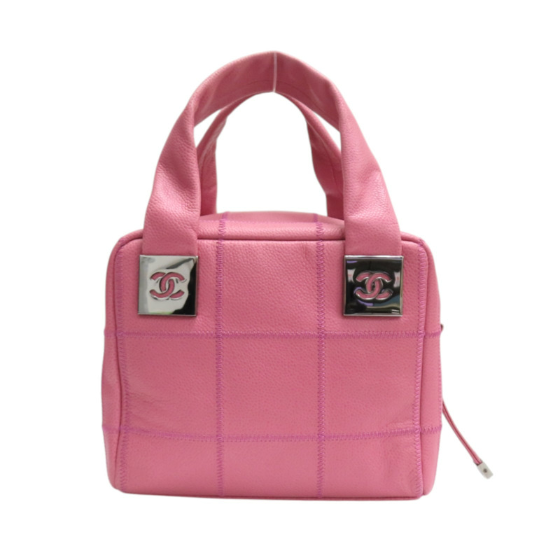 粉色 牛皮 Bowler 手提包 銀扣【CHANEL 香奈兒】 A24184-1