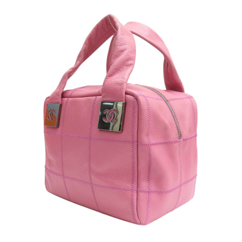 粉色 牛皮 Bowler 手提包 銀扣【CHANEL 香奈兒】 A24184-2