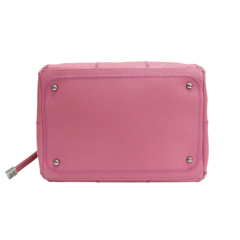 粉色 牛皮 Bowler 手提包 銀扣【CHANEL 香奈兒】 A24184-3