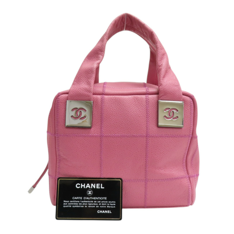 粉色 牛皮 Bowler 手提包 銀扣【CHANEL 香奈兒】 A24184-9