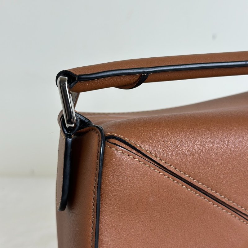 LOEWE Puzzle小牛皮手袋 - 小號棕色-11