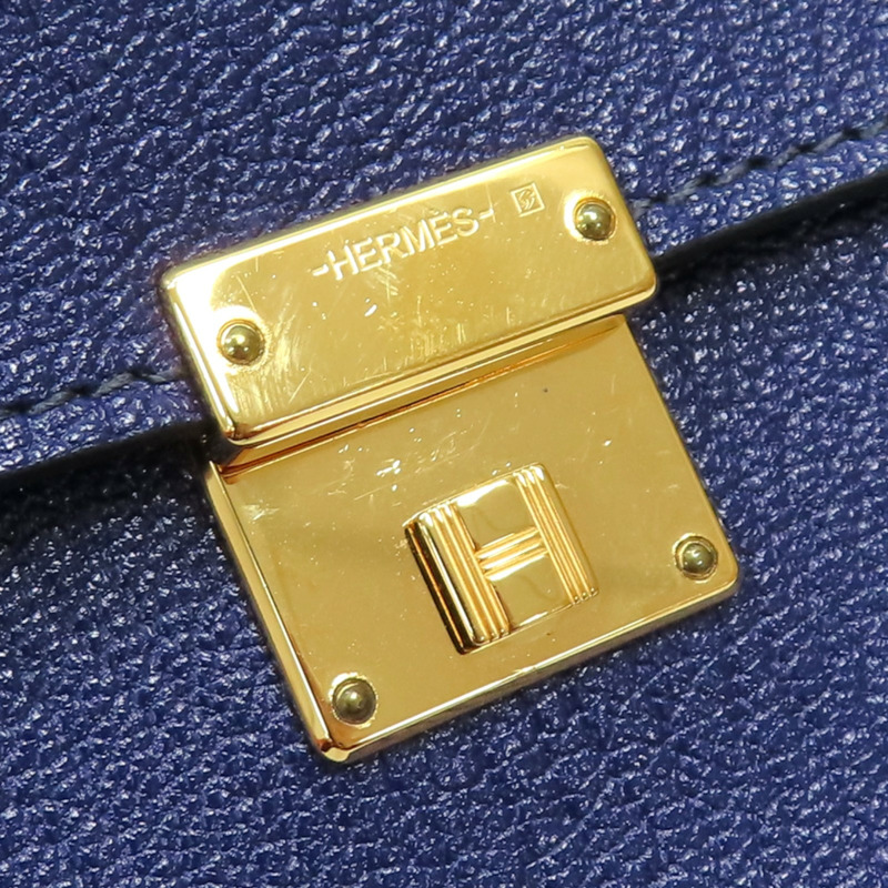 墨水藍 Mysore牛皮 Click 16 肩背包 銀扣 D刻【HERMES 愛馬仕】 H073568CCM3-15