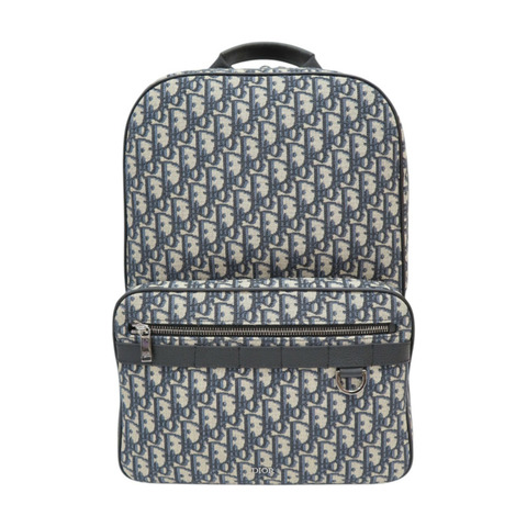 深藍色 提花帆布 Saddle Backpack 後背包【Dior 迪奧】 1ESBA175YKY-27EU