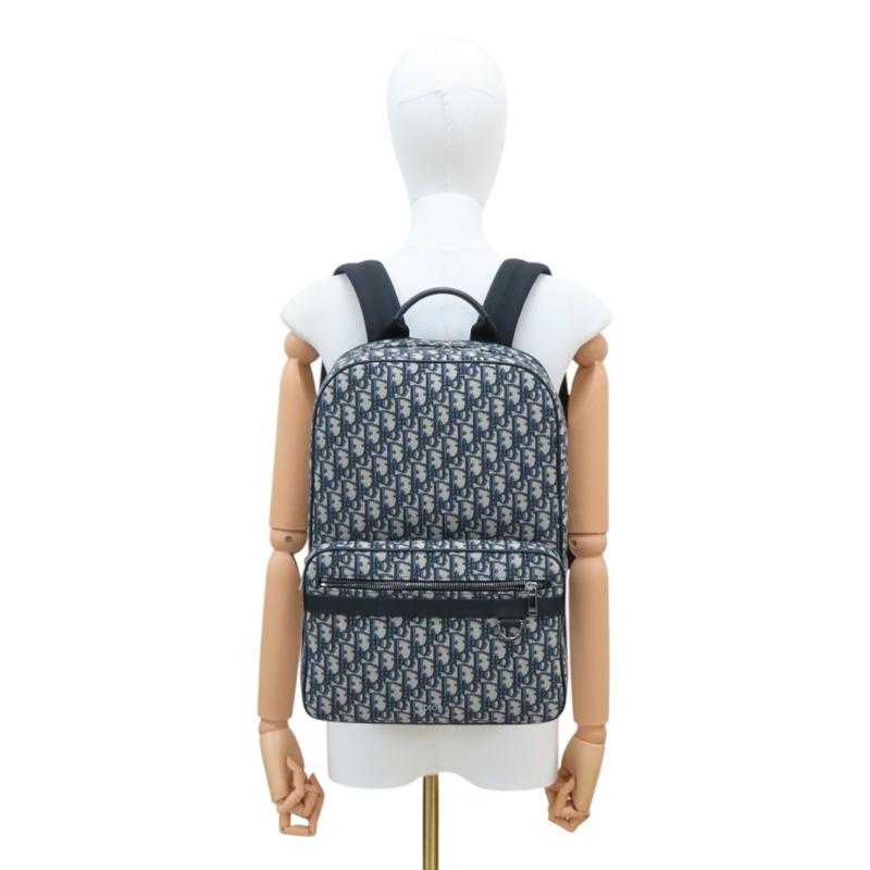 深藍色 提花帆布 Saddle Backpack 後背包【Dior 迪奧】 1ESBA175YKY-27EU-12