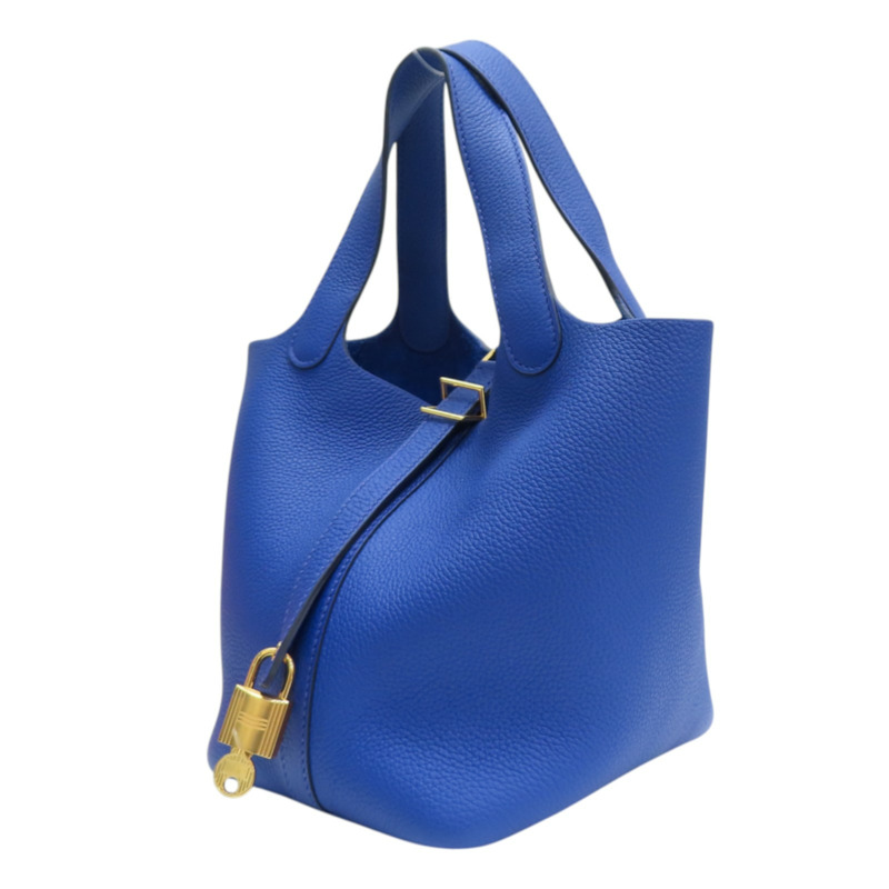 電光藍 Taurillon 牛皮 Picotin Lock 18 手提包 U刻 金扣【HERMES 愛馬仕】 H056289CC-2