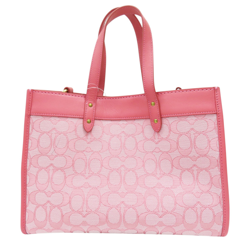 粉色 緹花帆布 Field Tote Bag 30 兩用包【COACH 寇馳】 C3282-1