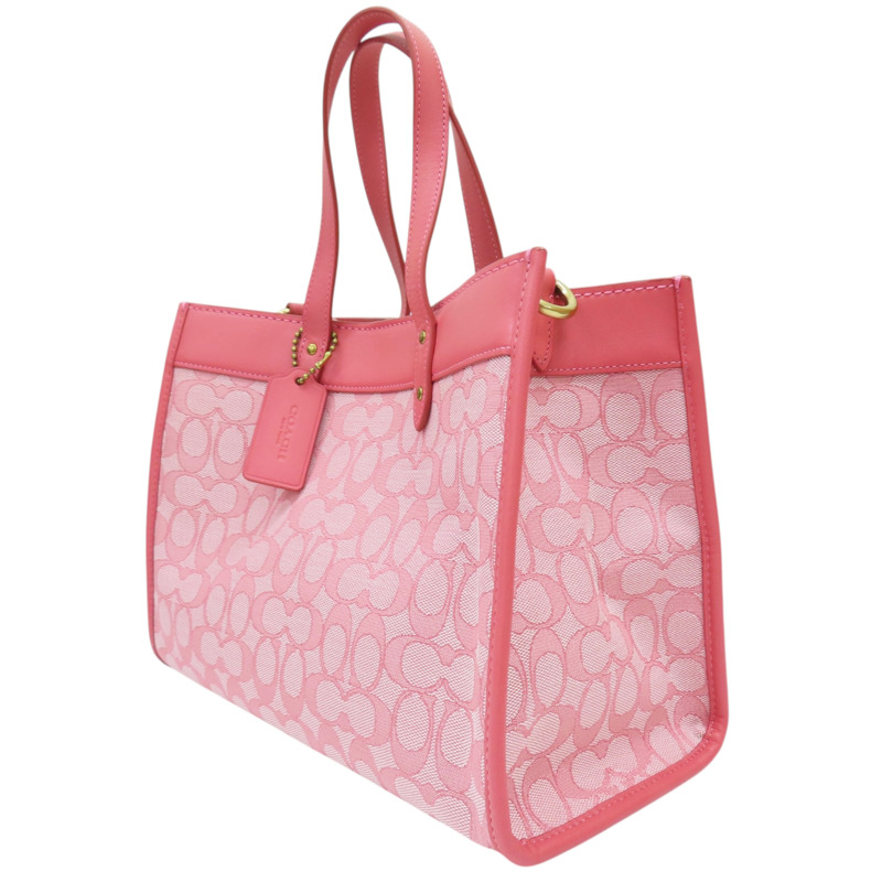 粉色 緹花帆布 Field Tote Bag 30 兩用包【COACH 寇馳】 C3282-2