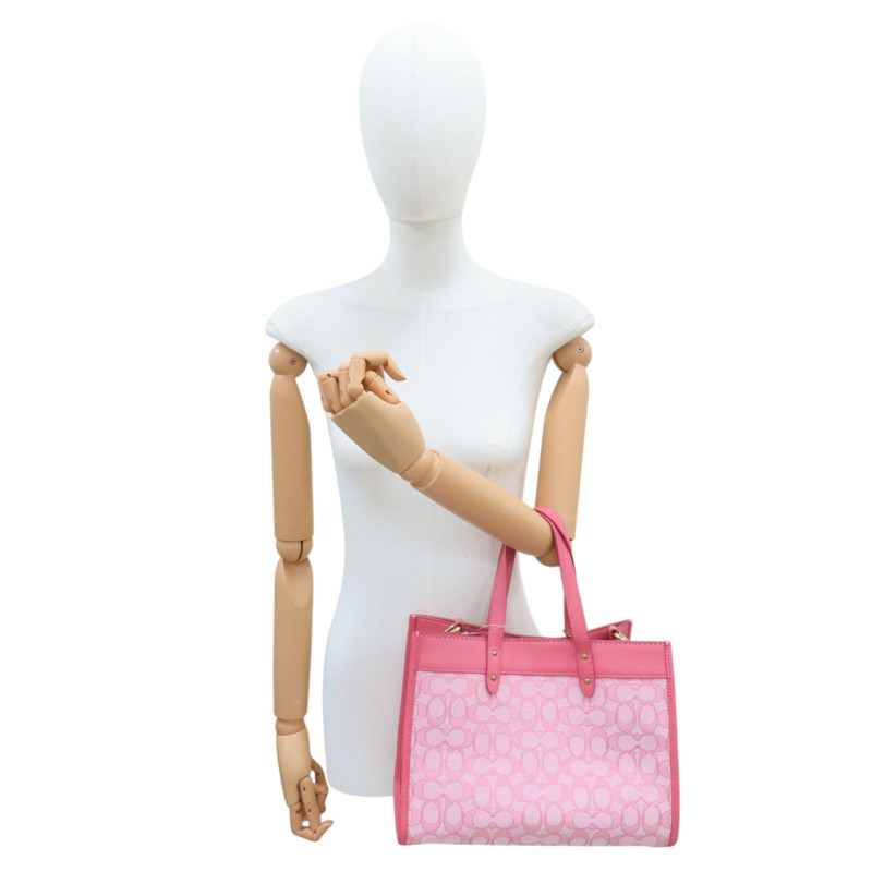 粉色 緹花帆布 Field Tote Bag 30 兩用包【COACH 寇馳】 C3282-8