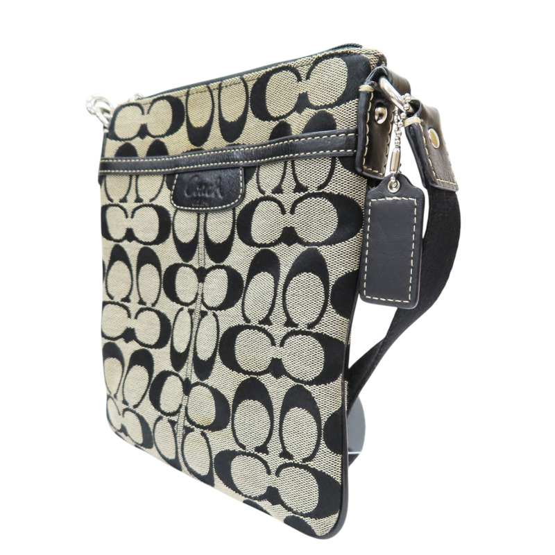 黑色 緹花帆布 肩背包【COACH 寇馳】-2