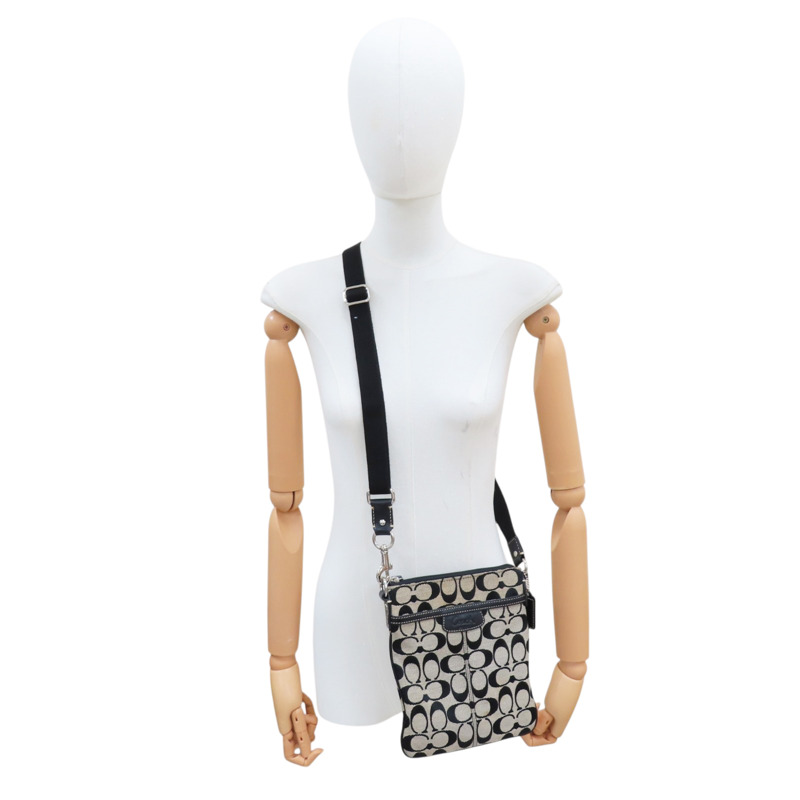 黑色 緹花帆布 肩背包【COACH 寇馳】-6