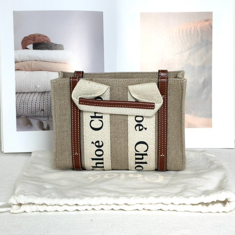 Chloe Woody tote - mini棕-0