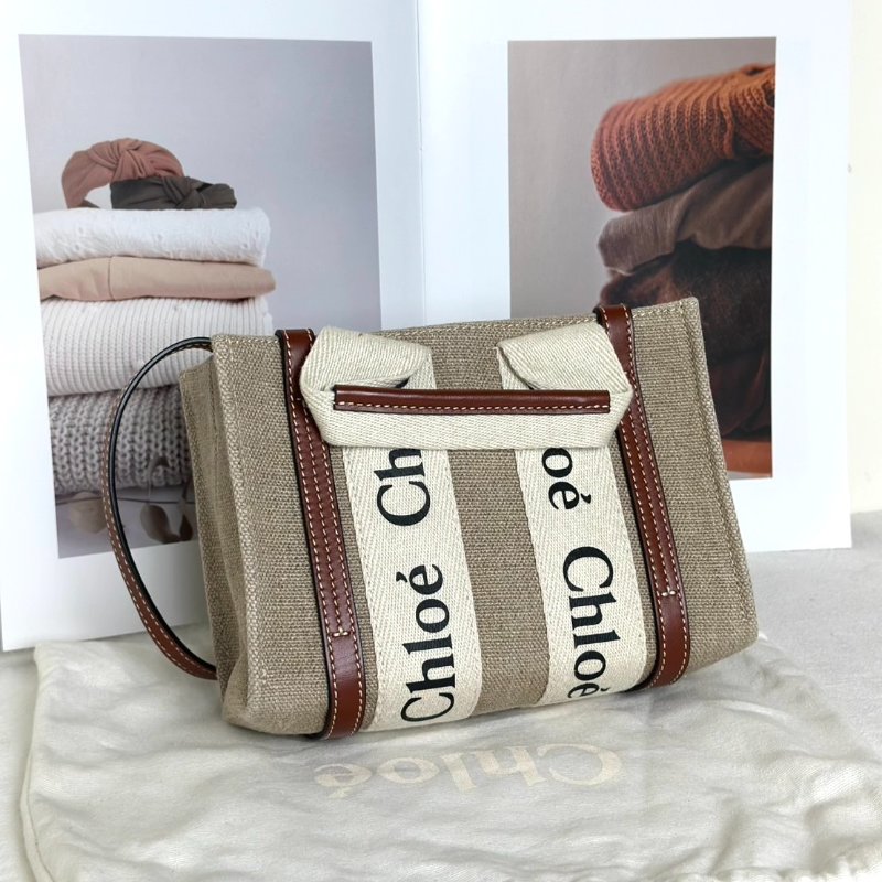 Chloe Woody tote - mini棕-3