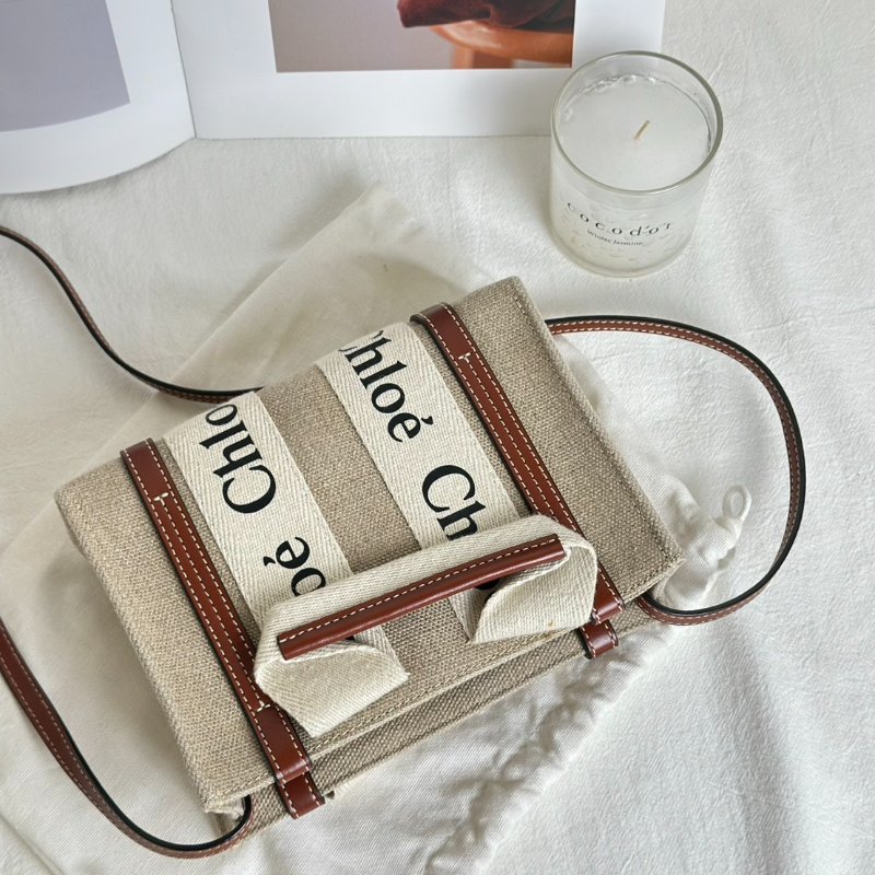 Chloe Woody tote - mini棕-7