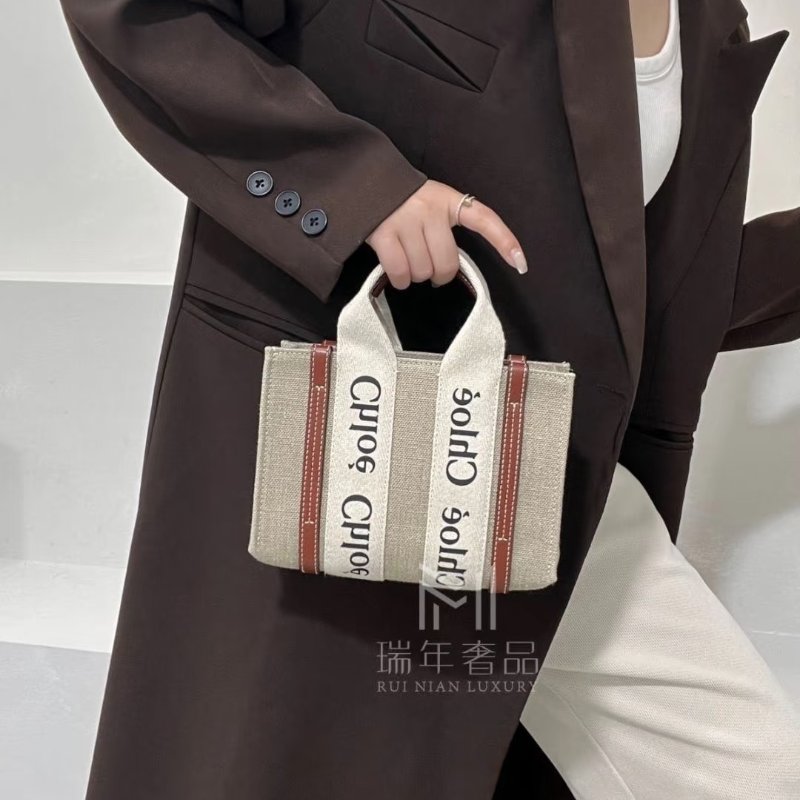 Chloe Woody tote - mini棕-8