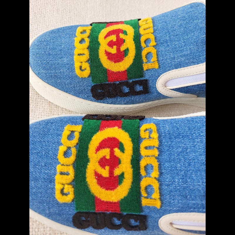 Gucci 古馳 男款牛仔布/皮革休閒鞋 UK5.5碼-4