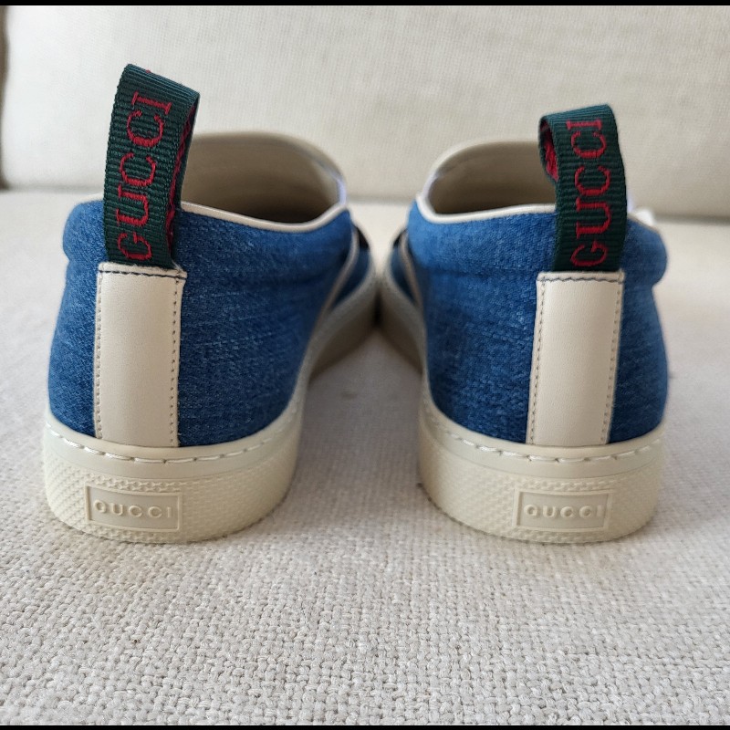 Gucci 古馳 男款牛仔布/皮革休閒鞋 UK5.5碼-7