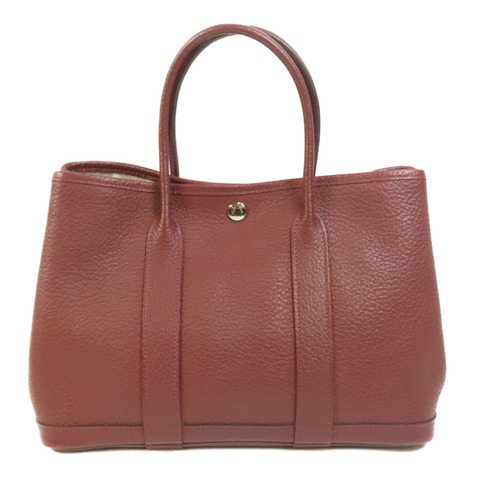 HERMES 【Hermes Fair】Negonda皮革Garder Party TPM銀扣手挽袋Rouge H