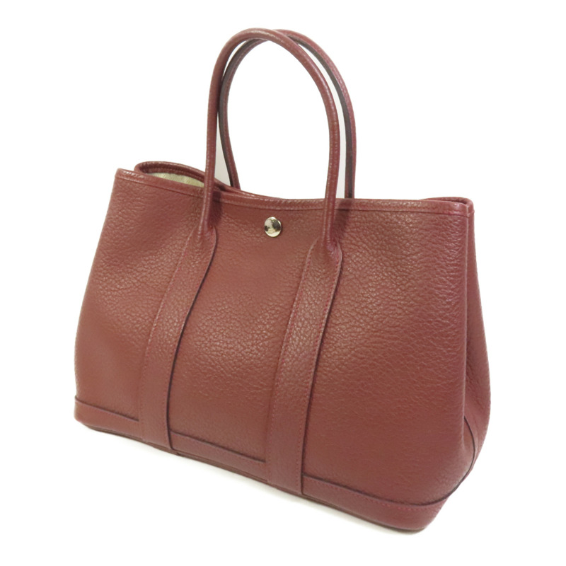 HERMES Negonda皮革Garder Party TPM銀扣手挽袋Rouge H-2